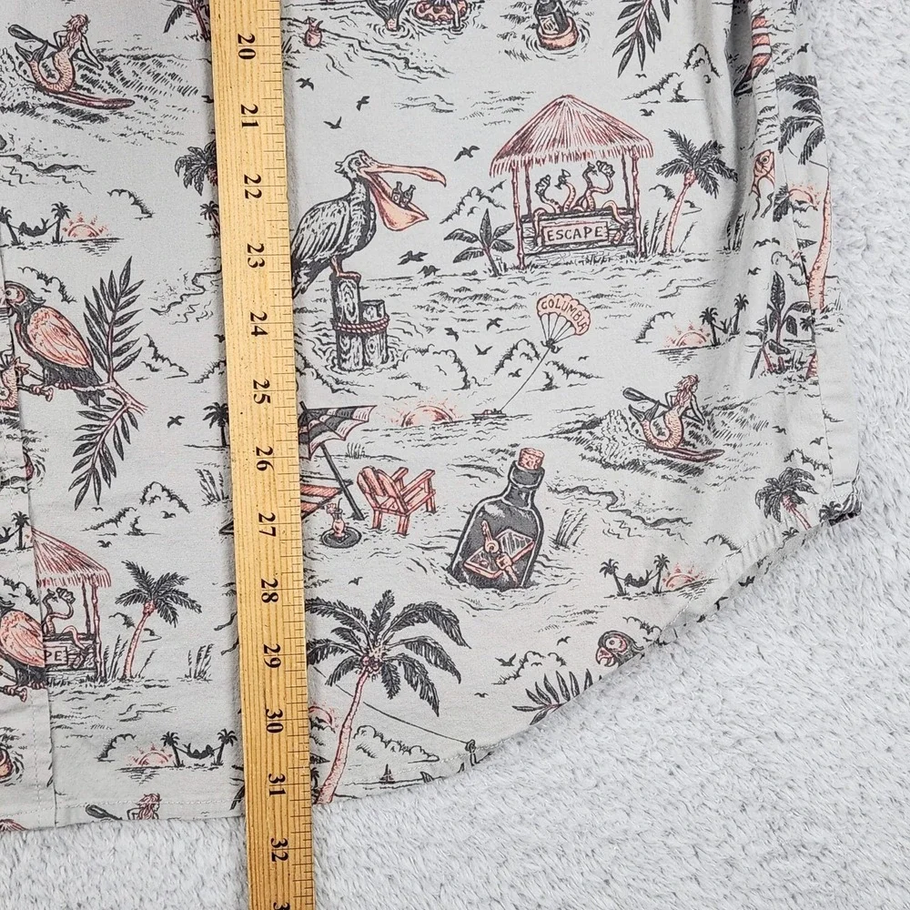 Columbia Shirt Mens XL Gray Tropical Beach Pelican Mermaid Beach S/S Button Up - Picture 5 of 11